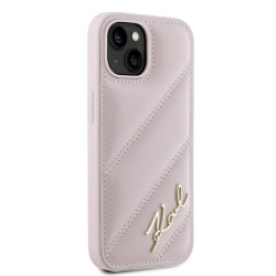 Karl Lagerfeld KLHCP14SPQDSMGP Diagonal Quilted Script Hardcase for iPhone 14 / 15 / 13 6.1" / pink