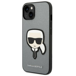 Karl Lagerfeld KLHCP14SSAPKHG Saffiano Karl`s Head P Hardcase for iPhone 14/15/13 6,1" / silver