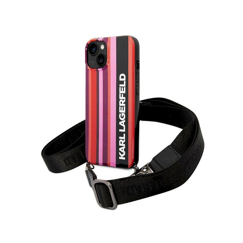 Karl Lagerfeld KLHCP14SSTSTP Color Stripes Strap Hardcase for iPhone 14/15/13 6,1" / pink