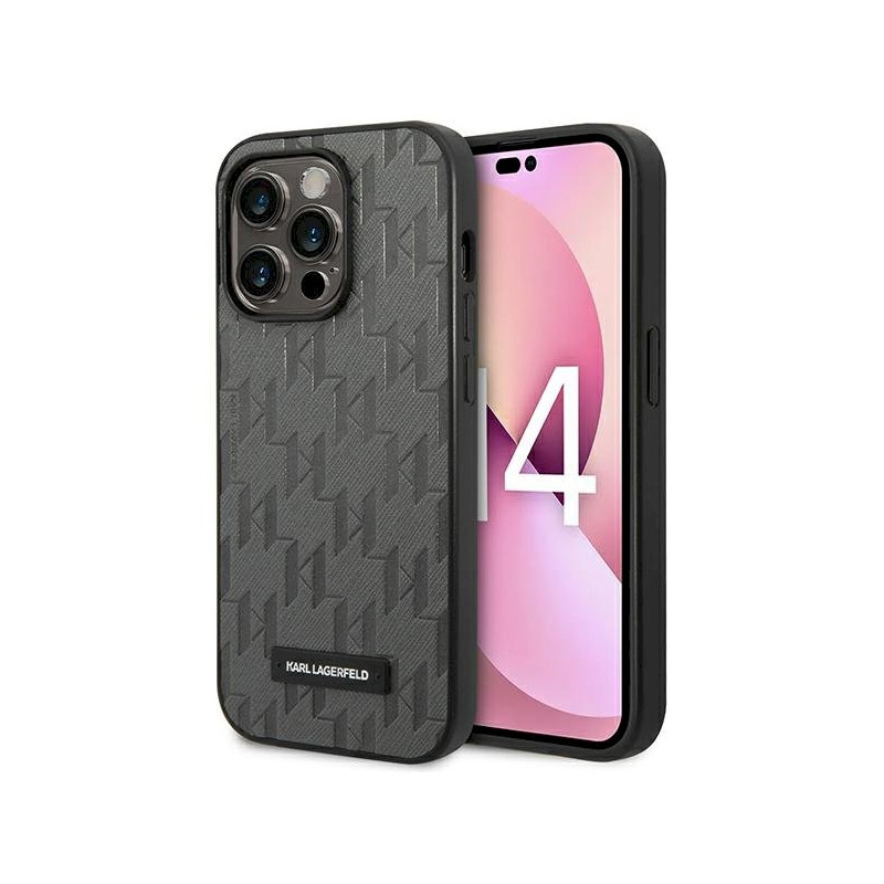Karl Lagerfeld KLHCP14XSAKLHPG Saffiano Mono Metal Logo Hardcase for iPhone 14 Pro Max 6,7" / grey