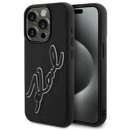 Karl Lagerfeld KLHCP15L3DRKSDLK Hardcase 3D Rubber Signature for iPhone 15 Pro 6.1" / black