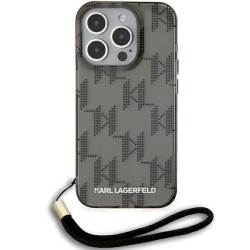 Karl Lagerfeld KLHCP15LHKDPNSK Hardcase IML Mono KL Pattern & Cord for iPhone 15 Pro 6.1" / black