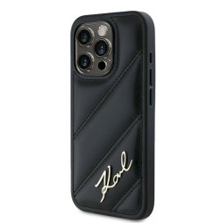 Karl Lagerfeld KLHCP15LPQDSMGK Diagonal Quilted Script Hardcase for iPhone 15 Pro 6.1" / black