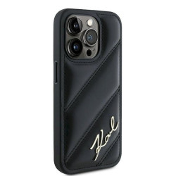 Karl Lagerfeld KLHCP15LPQDSMGK Diagonal Quilted Script Hardcase for iPhone 15 Pro 6.1" / black