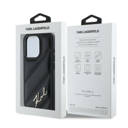 Karl Lagerfeld KLHCP15LPQDSMGK Diagonal Quilted Script Hardcase for iPhone 15 Pro 6.1" / black