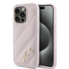 Karl Lagerfeld KLHCP15LPQDSMGP Diagonal Quilted Script Case for iPhone 15 Pro 6.1" / pink
