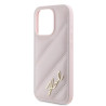 Karl Lagerfeld KLHCP15LPQDSMGP Diagonal Quilted Script Case for iPhone 15 Pro 6.1" / pink