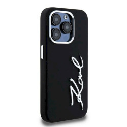Karl Lagerfeld KLHCP15LSCMSMVK Silicone Metal Script Logo Hardcase for iPhone 15 Pro 6.1" / black