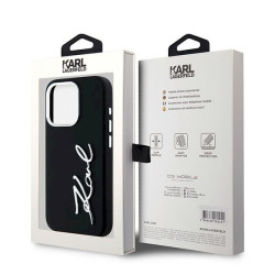 Karl Lagerfeld KLHCP15LSCMSMVK Silicone Metal Script Logo Hardcase for iPhone 15 Pro 6.1" / black