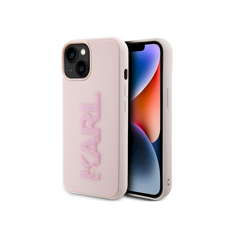 Karl Lagerfeld KLHCP15M3DMBKCP Hardcase 3D Rubber Glitter L for iPhone 15 Plus/14 Plus 6.7" / pink