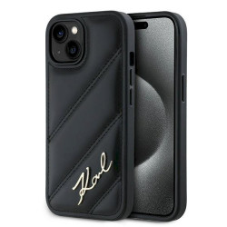 Karl Lagerfeld KLHCP15SPQDSMGK Diagonal Quilted Script Hardcase for iPhone 15/14/13 6.1" / black