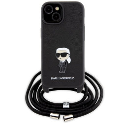Karl Lagerfeld KLHCP15SSASKNPSK Crossbody Saffiano Mon Hardcase for iPhone 15/14/13 6.1" / black