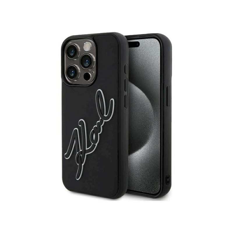 Karl Lagerfeld KLHCP15X3DRKSDLK Hardcase 3D Rubber Signature for iPhone 15 Pro Max 6.7" / black