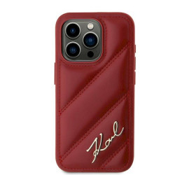 Karl Lagerfeld KLHCP15XPQDSMGR Diagonal Quilted Script Hardcase for iPhone 15 Pro Max 6.7" / red