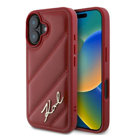 Karl Lagerfeld KLHCP16SPQDSMGR Hardcase Quilted Signature for iPhone 16 6.1" / red