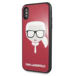 Karl Lagerfeld KLHCPXDLHRE Iconic Glitter Karl`s Head Case for iPhone X/Xs / red