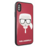 Karl Lagerfeld KLHCPXDLHRE Iconic Glitter Karl`s Head Case for iPhone X/Xs / red