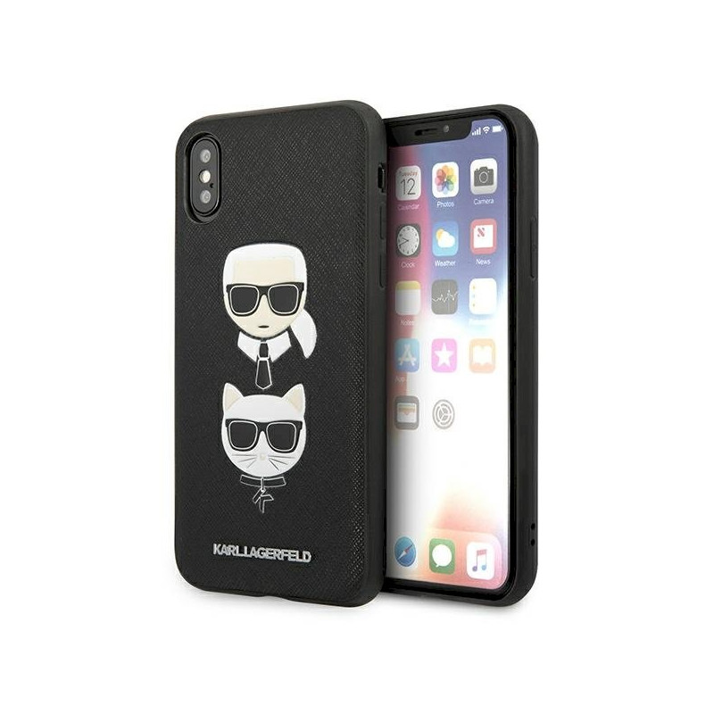 Karl Lagerfeld KLHCPXSAKICKCBK Saffiano Karl&Choupette Head Case for iPhone X/XS / black