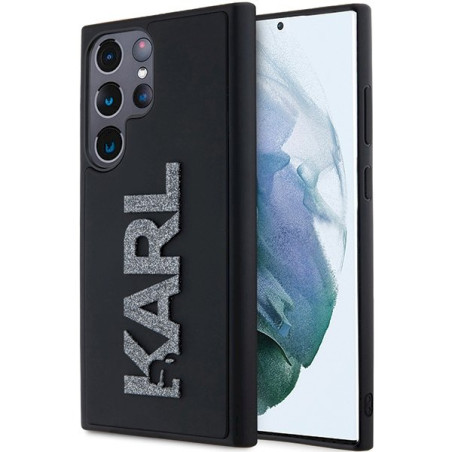 Karl Lagerfeld KLHCS23L3DMBKCK 3D Rubber Glitter Logo Hardcase for Samsung Galaxy S23 Ultra S918 / black