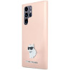 Karl Lagerfeld KLHCS23LSMHCNPP Silicone Choupette Metal Pin for Samsung Galaxy S23 Ultra S918 / pink