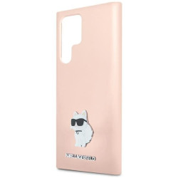 Karl Lagerfeld KLHCS23LSMHCNPP Silicone Choupette Metal Pin for Samsung Galaxy S23 Ultra S918 / pink
