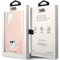 Karl Lagerfeld KLHCS23LSMHCNPP Silicone Choupette Metal Pin for Samsung Galaxy S23 Ultra S918 / pink