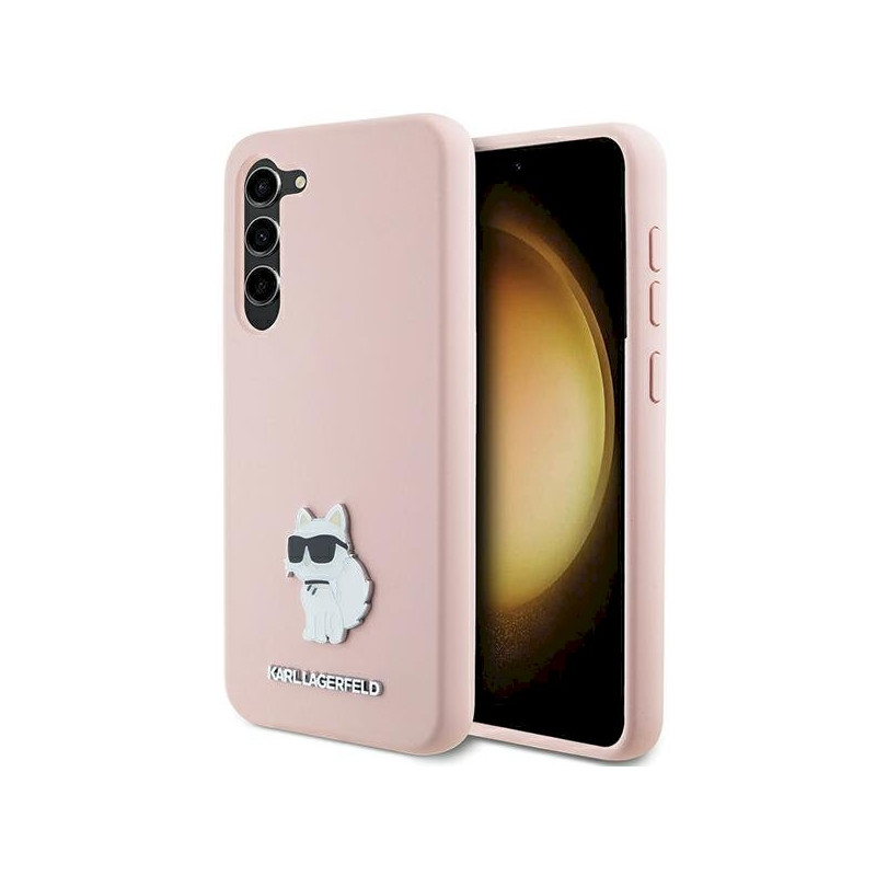 Karl Lagerfeld KLHCS23MSMHCNPP Silicone Choupette Metal Pin for S23+ S916 / pink