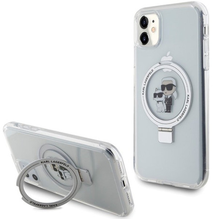 Karl Lagerfeld KLHMN61HMRSKCH hardcase Ring Stand Karl&Choupette Mag for iPhone 11/Xr 6.1" / white