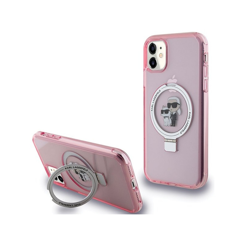 Karl Lagerfeld KLHMN61HMRSKCP Hardcase Ring Stand Karl&Choupette Mag for iPhone 11/XR 6.1" / pink