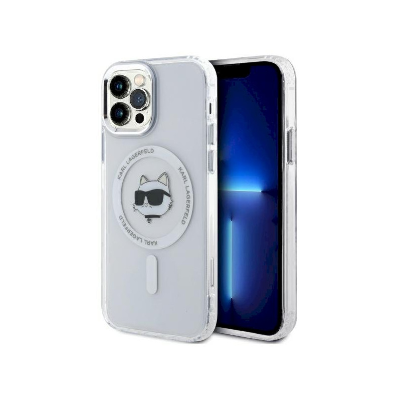 Karl Lagerfeld KLHMP12MHLSCHH iPhone 12 / 12 Pro 6.1" Hardcase IML Metal Choupette Head / white