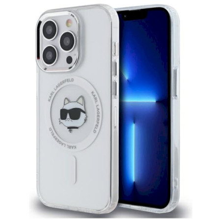 Karl Lagerfeld KLHMP13LHLSCHH iPhone 13 Pro 6.1" White Hardcase IML Metal Choupette Head MagS