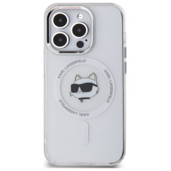 Karl Lagerfeld KLHMP13LHLSCHH iPhone 13 Pro 6.1" White Hardcase IML Metal Choupette Head MagS