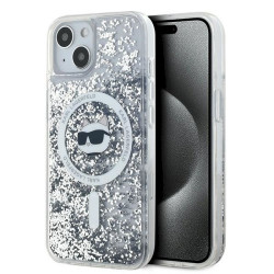 Karl Lagerfeld KLHMP13MLGCHSGH iPhone 13 6.1" Hardcase Transparent Liquid Glitter Choupette Head Mags