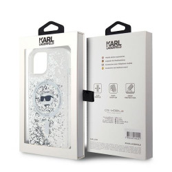Karl Lagerfeld KLHMP13MLGCHSGH iPhone 13 6.1" Hardcase Transparent Liquid Glitter Choupette Head Mags