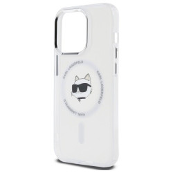 Karl Lagerfeld KLHMP14LHLSCHH iPhone 14 Pro 6.1" hardcase IML Metal Choupette Head MagS / white