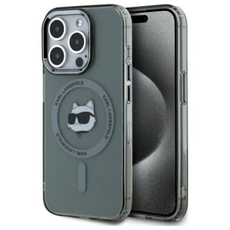 Karl Lagerfeld KLHMP15LHLSCHK Hardcase IML Metal Choupette Head Mag for iPhone 15 Pro 6.1" / black