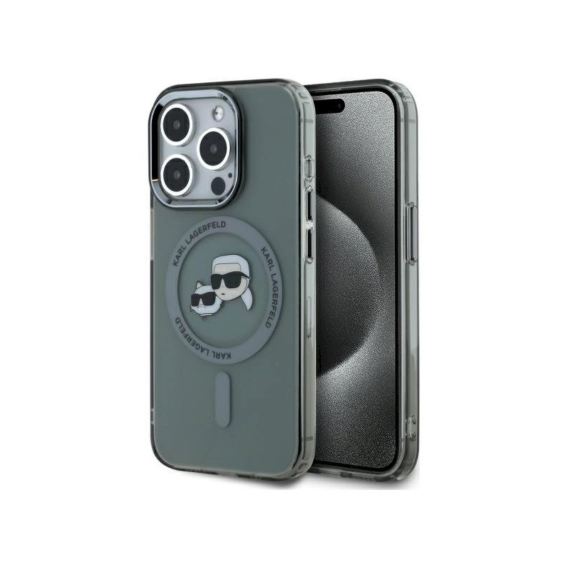 Karl Lagerfeld KLHMP15LHLSKCK Hardcase IML Metal Karl&Choupette Head for iPhone 15 Pro 6.1" / black