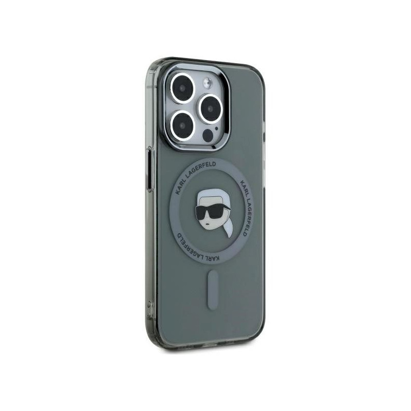 Karl Lagerfeld KLHMP15LHLSKIK Hardcase IML Metal Karl Head MagSafe for iPhone 15 Pro 6.1" / black