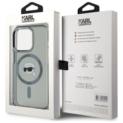 Karl Lagerfeld KLHMP15LHLSKIK Hardcase IML Metal Karl Head MagSafe for iPhone 15 Pro 6.1" / black