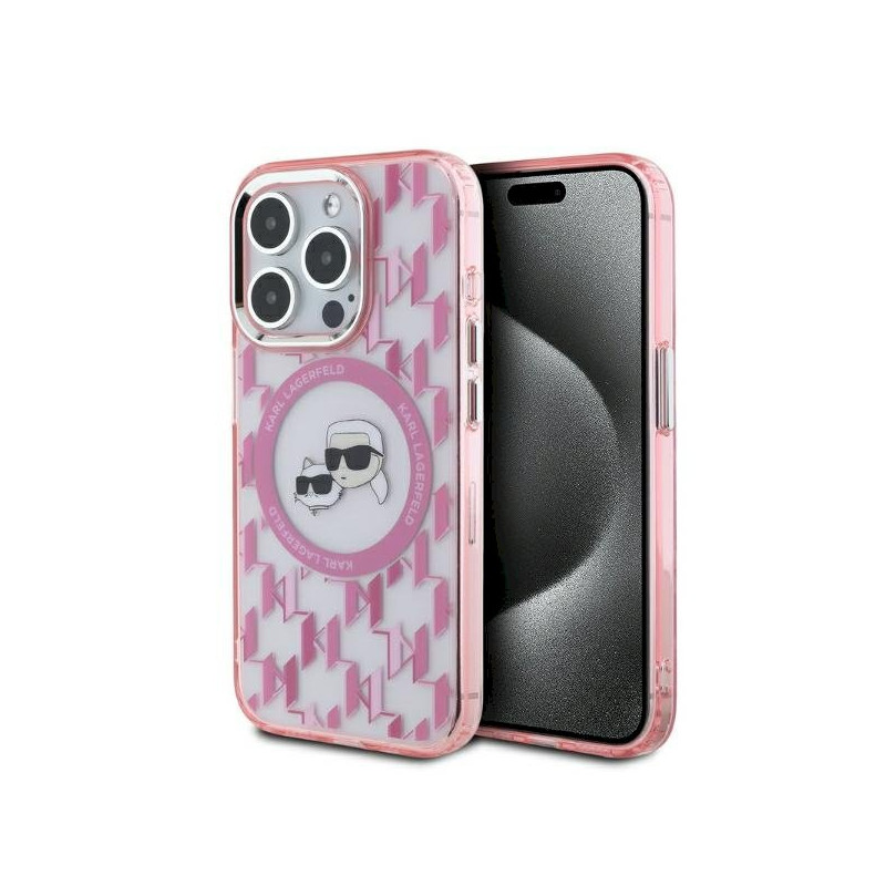 Karl Lagerfeld KLHMP15LHMCKMHP IML Monogram Karl&Choupette Head MagSafe for iPhone 15 Pro 6.1" / pink