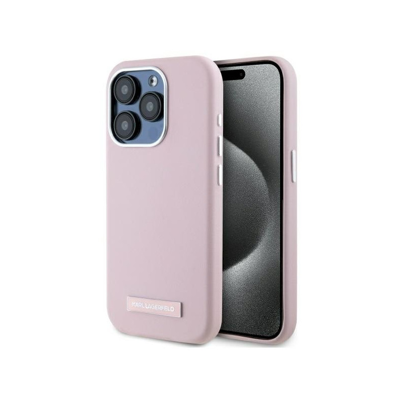 Karl Lagerfeld KLHMP15LPGMSRPP Hardcase FW Metal Plate MagSafe for iPhone 15 Pro 6.1" / pink