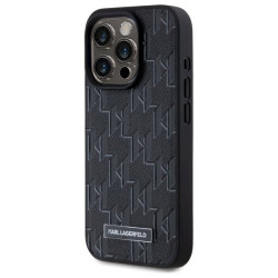 Karl Lagerfeld KLHMP15LPKHPORPK Hardcase Leather Monogram Metal Logo MagSafe for iPhone 15 Pro 6.1" / black