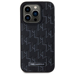 Karl Lagerfeld KLHMP15LPKHPORPK Hardcase Leather Monogram Metal Logo MagSafe for iPhone 15 Pro 6.1" / black
