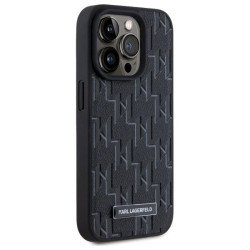 Karl Lagerfeld KLHMP15LPKHPORPK Hardcase Leather Monogram Metal Logo MagSafe for iPhone 15 Pro 6.1" / black