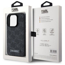 Karl Lagerfeld KLHMP15LPKHPORPK Hardcase Leather Monogram Metal Logo MagSafe for iPhone 15 Pro 6.1" / black