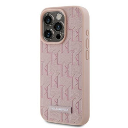 Karl Lagerfeld KLHMP15LPKHPORPP Leather Monogram Metal Logo Hardcase for iPhone 15 Pro 6.1" / pink