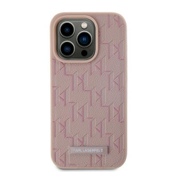 Karl Lagerfeld KLHMP15LPKHPORPP Leather Monogram Metal Logo Hardcase for iPhone 15 Pro 6.1" / pink