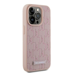 Karl Lagerfeld KLHMP15LPKHPORPP Leather Monogram Metal Logo Hardcase for iPhone 15 Pro 6.1" / pink