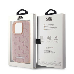 Karl Lagerfeld KLHMP15LPKHPORPP Leather Monogram Metal Logo Hardcase for iPhone 15 Pro 6.1" / pink