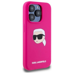 Karl Lagerfeld KLHMP15LSKHPPLF iPhone 15 Pro 6.1" fuschia Hardcase Silicone Karl Head Print MagSafe